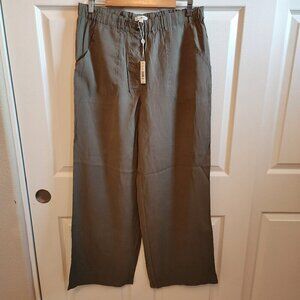 Max Studio Elastic Waist Wide Leg Pants Sage Green XL